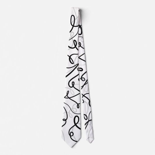 Retro Swirl Modernes Schwarz-weiß Krawatte (Vorderseite)