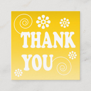 Retro Swirl Order Vielen Dank Yellow Quadratische Visitenkarte