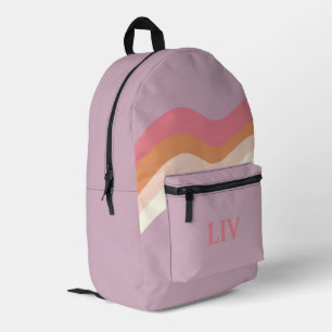 Retro Swirl Pink Lila Bedruckter Rucksack