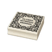 Retro Swirls Wooden Ex Libris Art Stamp Gummistempel (Stempel)