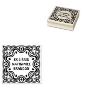 Retro Swirls Wooden Ex Libris Art Stamp Gummistempel (Stempel)