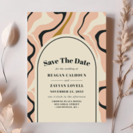 Retro Swirr Arch Pink Save the Date Karte
