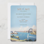 Retro Sydney Australia Travel Rett-the-Date Einladung (Vorderseite)