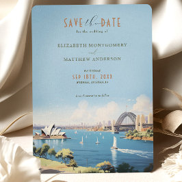 Retro Sydney Australia Travel Rett-the-Date Einladung