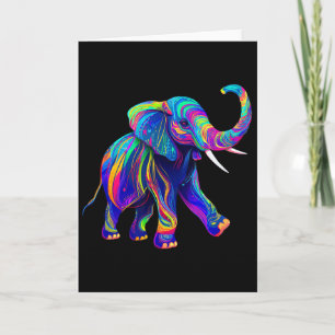 Retro Synthwave 80er 90er Elefant Rüssel hoch Chak Karte