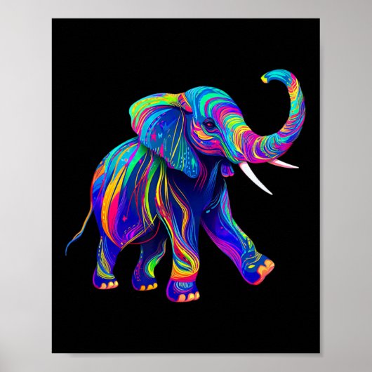 Retro Synthwave 80er 90er Elefant Rüssel Hoch Chak Poster (Vorne)