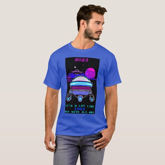 Retro Synthwave A.I. Art Novelty Arcade T-Shirt (Vorne ganz)