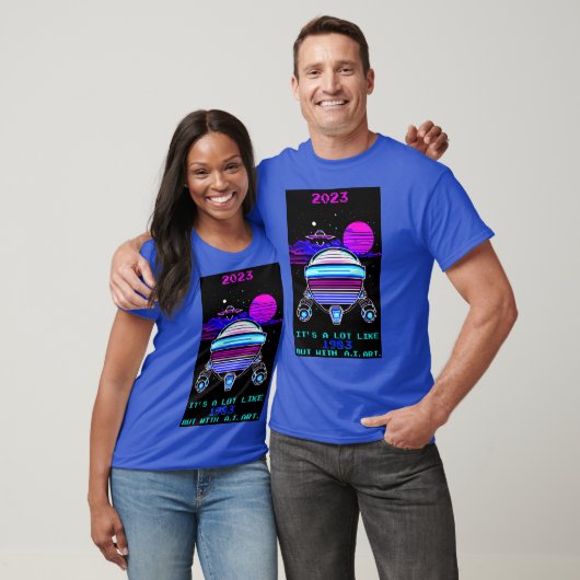 Retro Synthwave A.I. Art Novelty Arcade T-Shirt (Unisex)