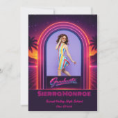 Retro-Synthwave-Abschlussankündigungskarte Einladung (Vorderseite)