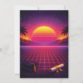 Retro-Synthwave-Abschlussankündigungskarte Einladung (Rückseite)