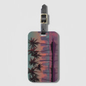 Retro Synthwave Cityscape Sunset Gepäckanhänger (Vorderseite Vertikal)