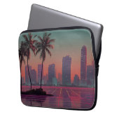 Retro Synthwave Cityscape Sunset Laptopschutzhülle (Vorderseite Links)