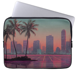 Retro Synthwave Cityscape Sunset Laptopschutzhülle