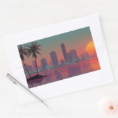 Retro Synthwave Cityscape Sunset Rechteckiger Aufkleber (Umschlag)