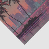 Retro Synthwave Cityscape Sunset Seidenpapier (Ausschnitt)