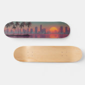 Retro Synthwave Cityscape Sunset Skateboard (Horizontal)