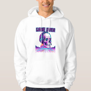 Retro Synthwave Gamer-Totenkopf Game Over Grafik K Hoodie