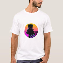 Retro Synthwave Gentleman Katze im Zylinder - Neon
