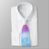 Retro synthwave glühende Neonlichtlandschaft 1980 Krawatte (Gebunden)