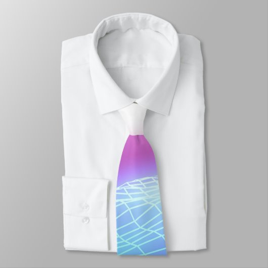 Retro synthwave glühende Neonlichtlandschaft 1980 Krawatte (Gebunden)