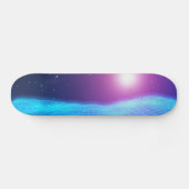Retro synthwave glühende Neonlichtlandschaft 1980 Skateboard (Horizontal)