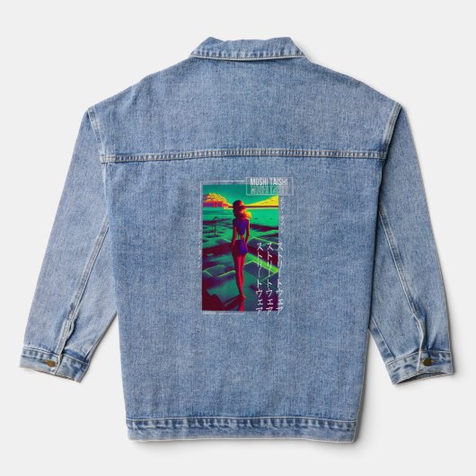 Retro Synthwave Japanisch Vaporwave Otaku Aest der Jeansjacke (Rückseite)