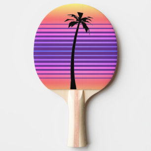 Retro-Synthwave mit Palm Tree Tischtennis Schläger