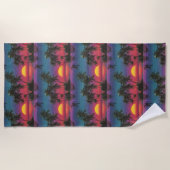 Retro Synthwave Palm Tree Sunset Pattern Strandtuch (Vorderseite)