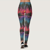 Retro-Synthwave-Palmenbaum-Sonnenuntergang-Muster Leggings (Rückseite)