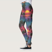 Retro-Synthwave-Palmenbaum-Sonnenuntergang-Muster Leggings (Links)