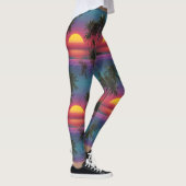 Retro-Synthwave-Palmenbaum-Sonnenuntergang-Muster Leggings (Rechts)
