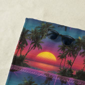 Retro-Synthwave-Palmenbaum-Sonnenuntergang-Muster Strandtuch (Beispiel)