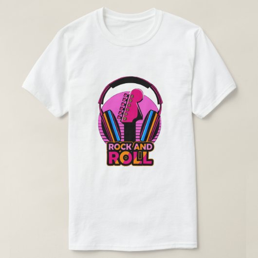 Retro Synthwave Rock and Roll Guitar T-Shirt (Design vorne)
