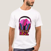 Retro Synthwave Rock and Roll Guitar T-Shirt (Vorderseite)