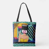 Retro Synthwave SD Card Pop Art Woman Tasche (Rückseite)