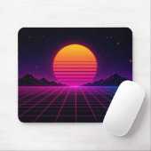 Retro Synthwave Sonnenuntergang Mousepad (Mit Mouse)