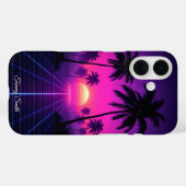 Retro Synthwave Sunset - Neon Vaporwave Vibe Case-Mate iPhone Hülle (Rückseite (Horizontal))