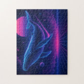 Retro Synthwave Whale – Neon Space Art Puzzle (Vertikal)