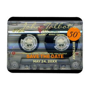 Retro T2 Audiotape 50. Geburtstag SAVE THE DATE FP Magnet