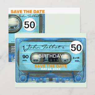 Retro T4 Audiokassette 50. Geburtstag Save The Dat Einladungspostkarte
