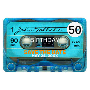 Retro T4 Audiotape 50. Geburtstag Save the Date FP Magnet