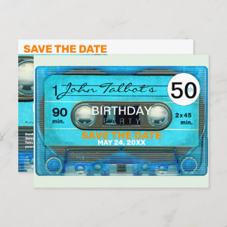 Retro T4 Audiotape 50. Geburtstag Save the Date Po Einladungspostkarte