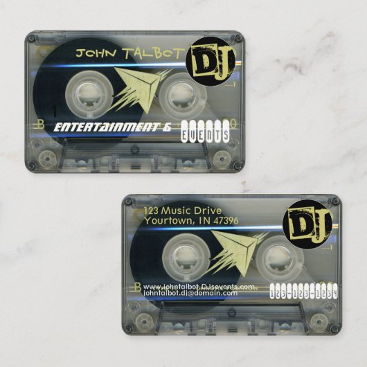 Retro T5 Audiotape Cassette 80er DJ Business C Visitenkarte (Vorne/Hinten)