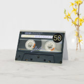 Retro T6 Audiotape 50. Geburtstag recto-verso Name Karte (Gelbe Blume)
