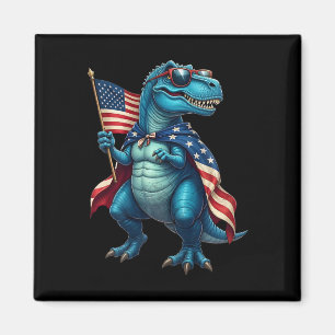 Retro T Rex Dinosaur 4. Juli Amerikanische Flagge  Magnet