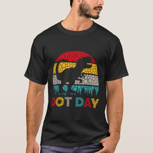 Retro T Rex Dinosaur Polka Dot Art Student Dodday T-Shirt (Vorderseite)