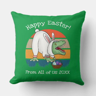 Retro T-Rex in Ostern Bunny Costume Egg Hunt Kissen