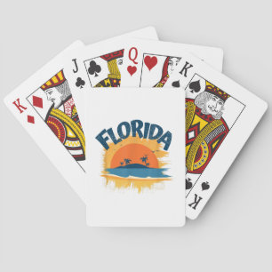 Retro-T-Shirt-Design Florida im Vintage-Stil Sonne Spielkarten