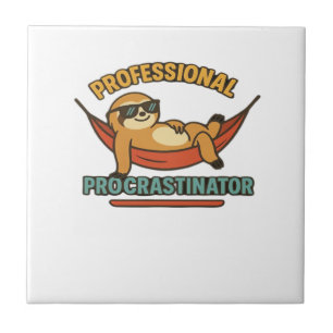 Retro-T-Shirt für professionelle Faultier-Prokrast Fliese
