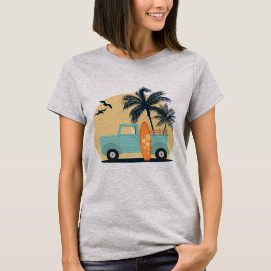 Retro-T - Shirt surfen (Vorderseite)